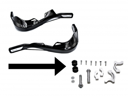 Set 2 protectii maini cu insertie din aluminiu, prindere pentru ghidon 22mm si 28.6, culoare negru [2]