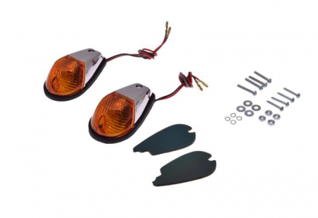 Set semnalizari - Set 2 semnalizari cromate, tip Honda, cu bec, montaj pe carene