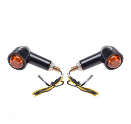 Set semnalizari - Set 2 semnalizari cu LED, tip Harley, cu diode, carcasa din plastic, culoare negru