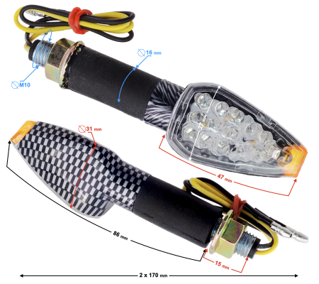 Set 2 semnalizari universale MRT-008, LED (14 leduri), culoare carbon [1]
