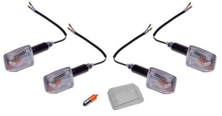 Set semnalizari - Set 4 mini semnalizari negre + sticla si bec de rezerva
