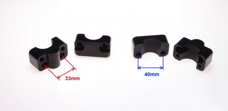 Set adaptor/inaltator prindere ghidon de la 22mm la 28mm, culoare negru [2]
