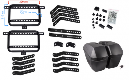 Set cutii laterale moto cu prinderi, MR-B66, 23l, culoare negru [1]