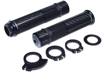 Suspensie Cadru - Set mansoane moto, carbon si cauciuc, culoare carbon