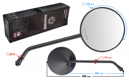 Set oglinzi moto/atv, Ranger Classic, omologate, filet 10mm [1]