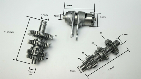 Set pinioane cutie de viteze 110cc, diametru surub 26mm [3]