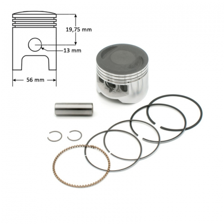 Piston si segmenti cross China 140cc, diametru 56mm [1]