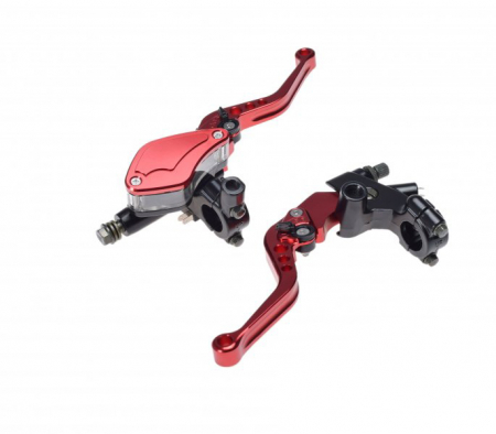 Suspensie Cadru - Set pompa frana, maneta si ambreiaj reglabile, suport oglinda m10x1.25, culoare rosu