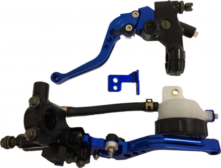 Suspensie Cadru - Set pompa frana si maneta ambreaj rabatabile, culoare albastru, bidonas plastic