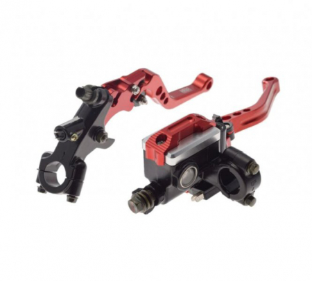 Set pompa frana si maneta ambreiaj reglabile, filet pentru oglinda m10x1.25, culoare rosu [1]