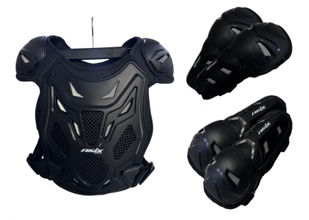 Protectii Corp - Set protectie corp, genunchiere si cotiere, cross/enduro/atv, copii Asix AS1, marime universala, culoare negru