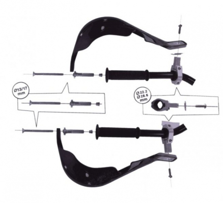 Set protectii aluminiu cu prinderi ghidon, pentru moto, culoare portocaliu, prindere 22 / 28.6 [1]