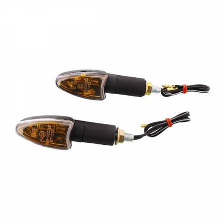 Electrica & Lumini - Set semnalizari 12V 21W BAY9S brat lung prindere M8 culoare negru sticla fumurie