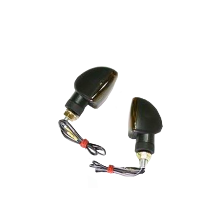 Electrica & Lumini - Set semnalizari 12V 21W BAY9S brat scurt prindere M8 culoare negru sticla fumurie