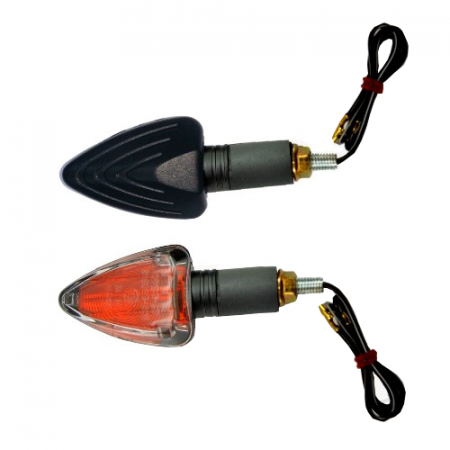 Electrica & Lumini - Set semnalizari Cateye 12V 21W BAY9S brat lumg prindere M8 culoare negru