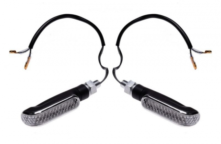Set semnalizari - Set semnalizari moto LED, 12V1W, sticla alba, culoare negru mat