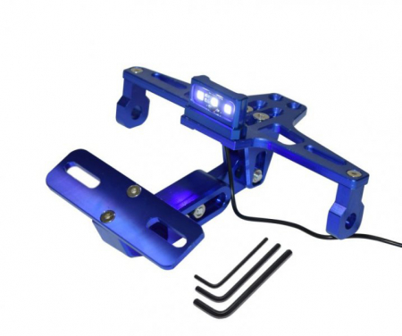 Suport numar - Suport numar moto + lampa, aluminiu, culoare albastru