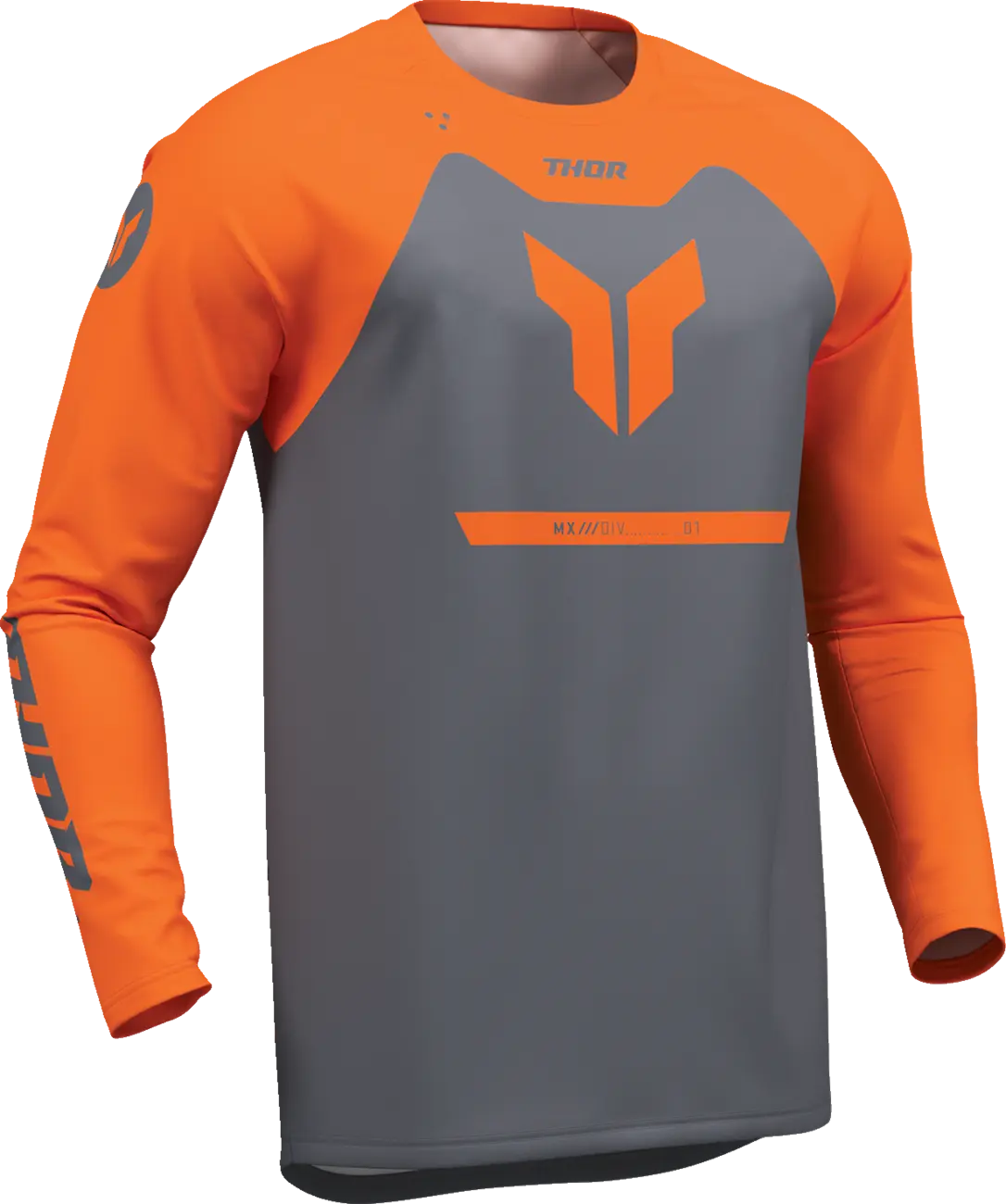 Tricou atv/cross copii Thor Ridemode Menace, culoare gri/portocaliu, marime YS [2]