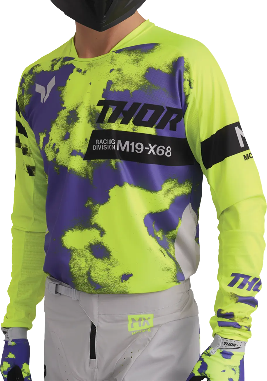 Tricou atv/cross Thor Launchmode Bleach, culoare galben fluo/mov, marime XL [6]