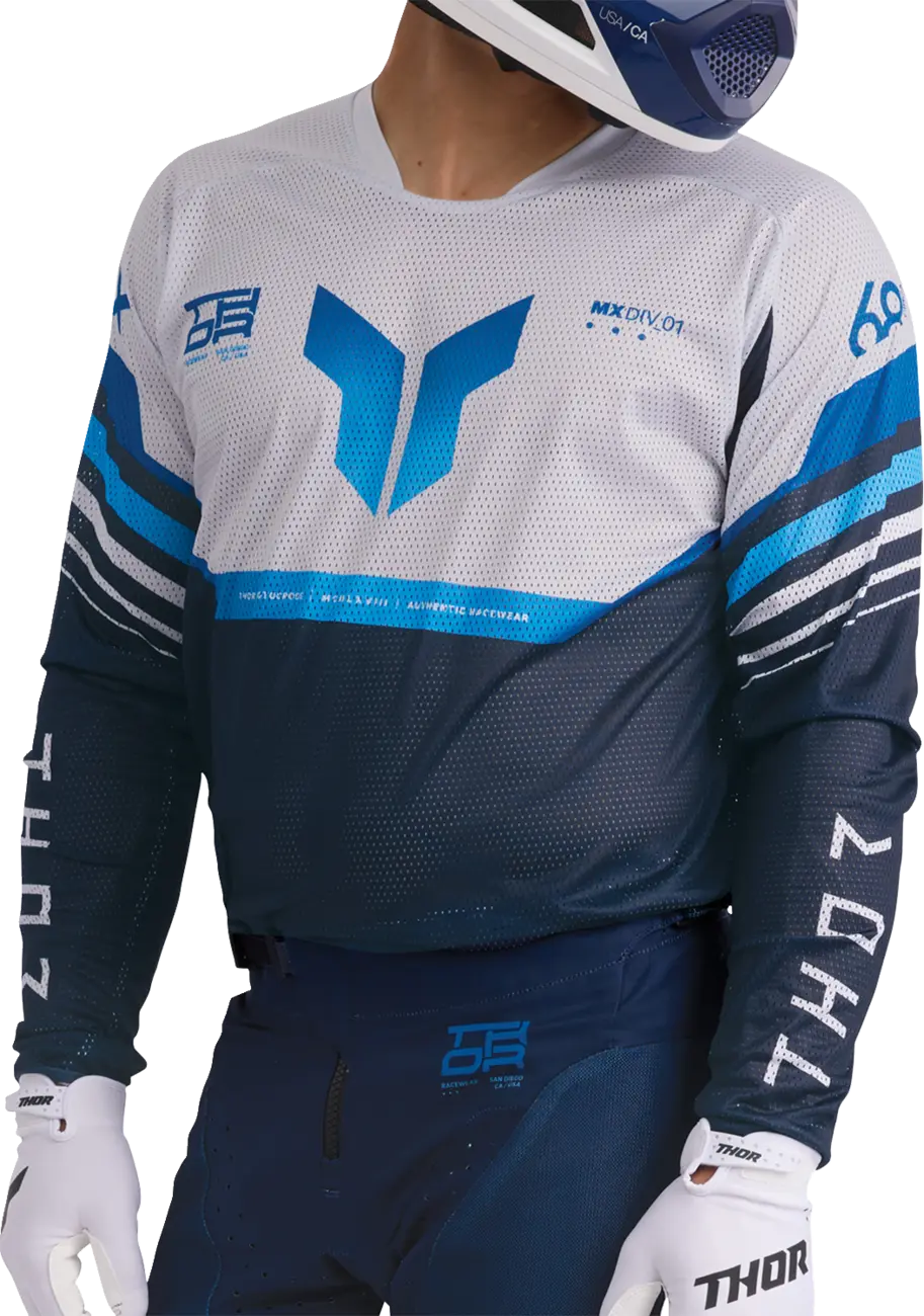 Tricou atv/cross Thor Launchmode Air Raptor, culoare albastru/alb, marime 3XL [6]