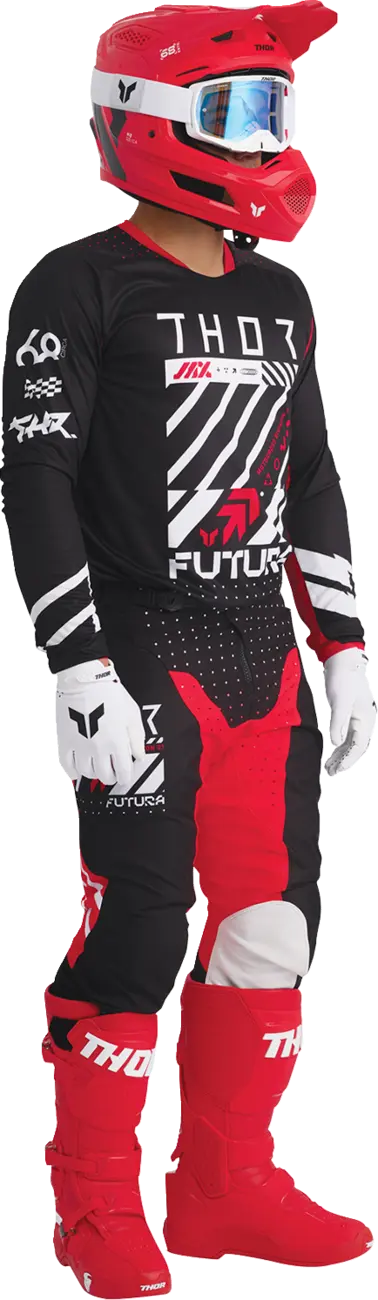 Tricou atv/cross Thor Launchmode Futura, culoare negru/rosu, marime XL [5]