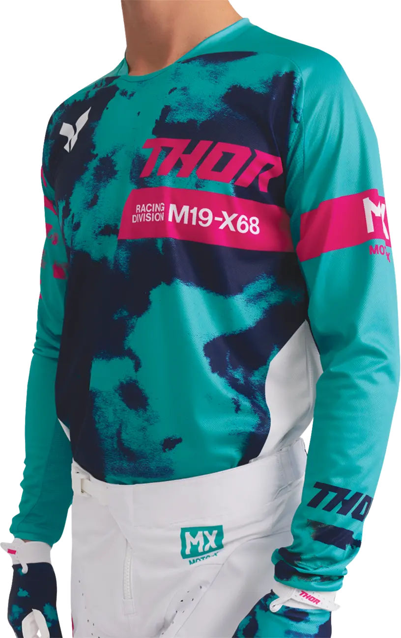 Tricou atv/cross Thor Launchmode Bleach, culoare turcoaz/bleumarin, marime 3XL [4]