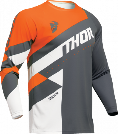 Tricouri - Tricou atv/cross Thor Sector Checker, culoare gri/portocaliu, marime M