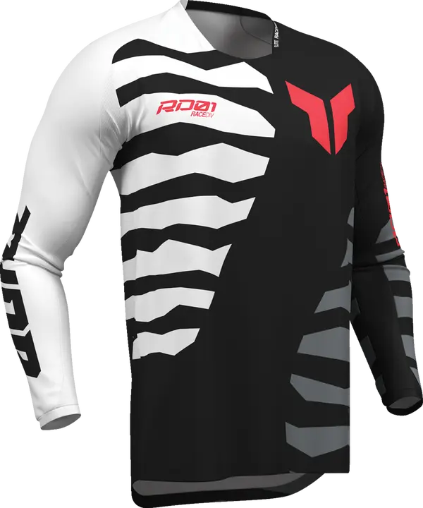  Tricouri - Tricou ATV/Cross Thor Shredder, culoare negru/alb, marime S