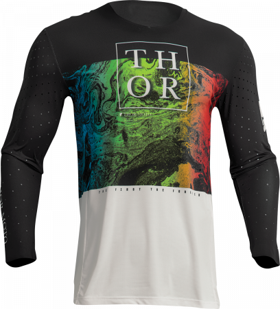 Tricouri - Tricou motocross/enduro Thor Prime Melter, culoare negru/alb, marime M