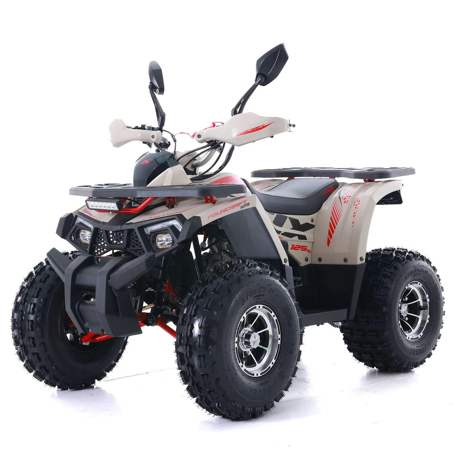 Motociclete & ATV - ATV Asix Fourcraft 125cc, A1, roti 8", jante din aluminiu, 1+1 viteze, culoare rosu/nisipiu
