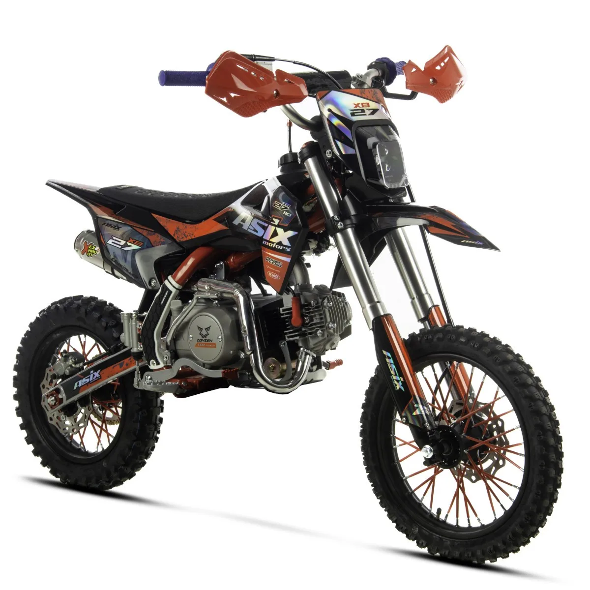 MOTOCICLETE & ATV - Motocicleta cross copii,Asix XB27 110cc,14/12,far,pornire electromotor,automat,negru-violet