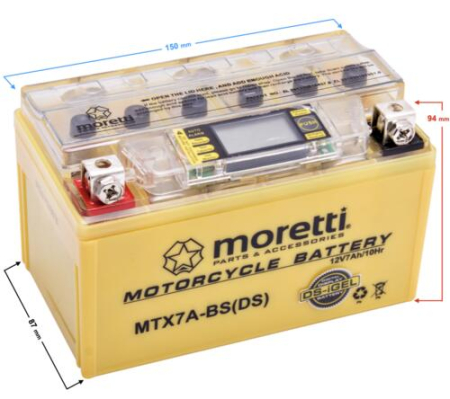 Baterii - Baterie moto (Gel) MTX7A-BS (YTX7A-BS) cu display