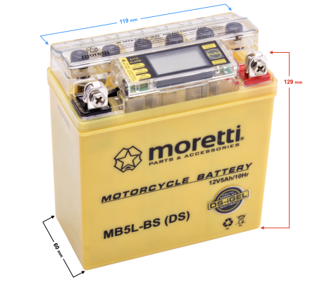 Baterii - Baterie moto (I-Gel) MB5L-BS Y(YB5L-B) cu display