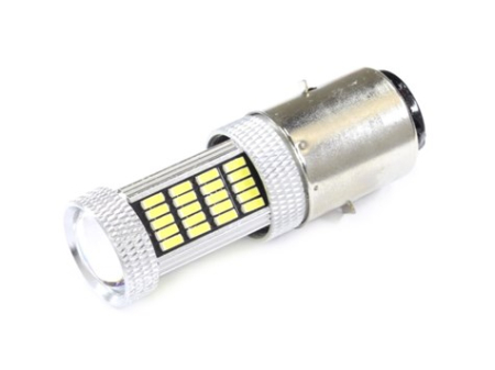 Becuri - Bec far LED 12V, BA20D, 4014, 112SMD, 65mm,lumina alba