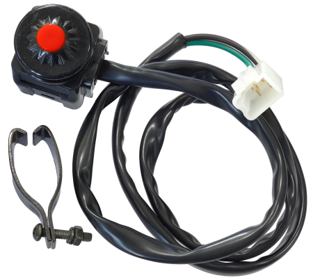 Butoane / Comutator / Intrerupator - Buton oprire motociclete/atv, 2 pini, prindere pe ghidon, buton rosu