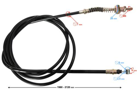 SUSPENSIE CADRU - Cablu frana spate scuter GY6, lungime 210cm