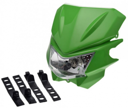 Carena + far - Carena, far si prinderi moto, universala, culoare verde