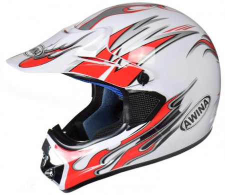 Casti - Casca cross/ATV, Awina TN-8686-30, culoare alb/rosu, marime M