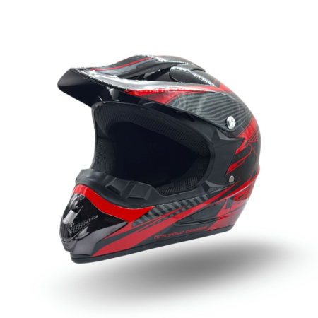 ECHIPAMENTE - Casca motocross/atv copii XTR 125, culoare negru/rosu, marime YM, 53-54cm