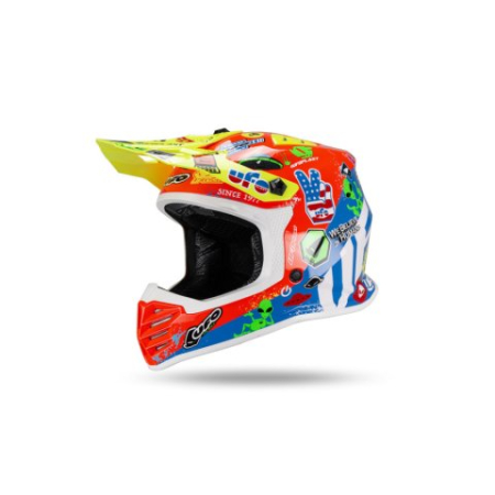 ECHIPAMENTE - Casca copii motocross/enduro Ufo Plast Korey, albastru/rosu/galben, M