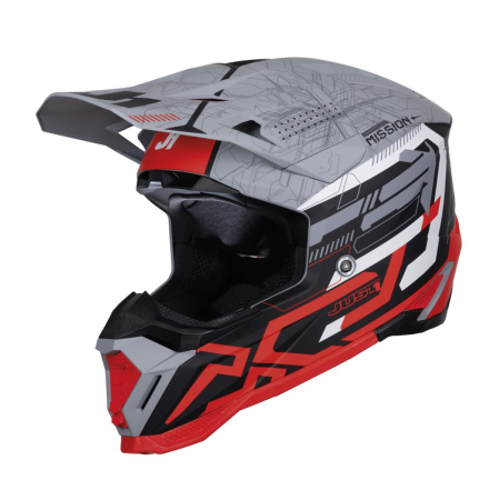 ECHIPAMENTE - Casca motocross/atv JUST1 J40 MISSION,rosu/gri mat,marime M