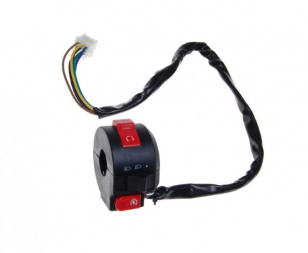 Butoane / Comutator / Intrerupator - Comanda pornire + lumini, partea stanga, pentru atv 110, 1 mufa, 7 fire