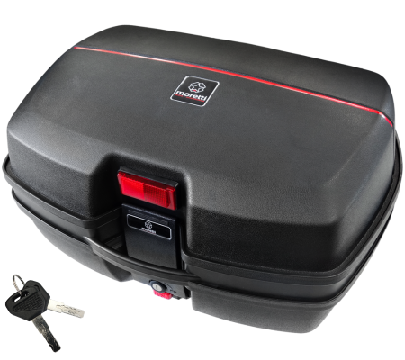 TRANSPORT & DEPOZITARE - Cutie bagaje(top case) MR-698, 45l, culoare negru, reflector rosu