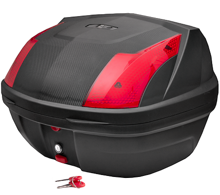 Transport & Depozitare - Cutie bagaje(top case) MR-711, 32l, culoare negru, reflector rosu