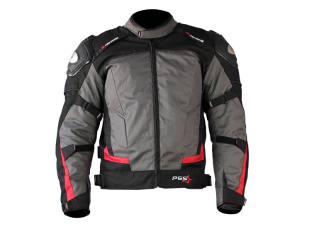 Echipament Strada - Geaca moto textila scurta PGS 12-13-2650, protectii coloana, coate si umeri, culoare gri/negru, marime M