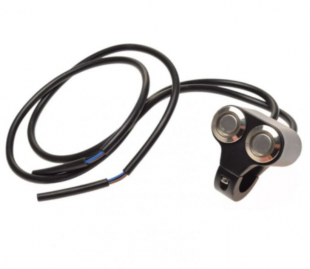 Butoane / Comutator / Intrerupator - Intrerupator dublu, diferite functii, iluminat, montaj prindere pe ghidon, culoare argintiu/negru