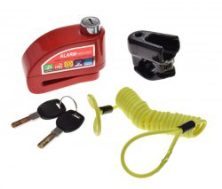 Antifurt - Lacat pentru disc cu alarma, On/Off, culoare rosu