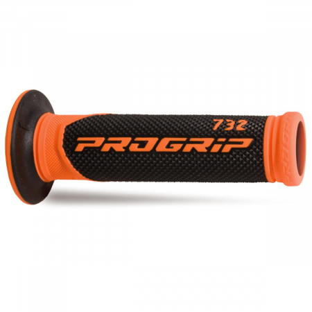 Suspensie Cadru - Mansoane Progrip 732- capat deschis; ghidon 22mm; L 125mm Culoare Negru/Portocaliu fosforescent