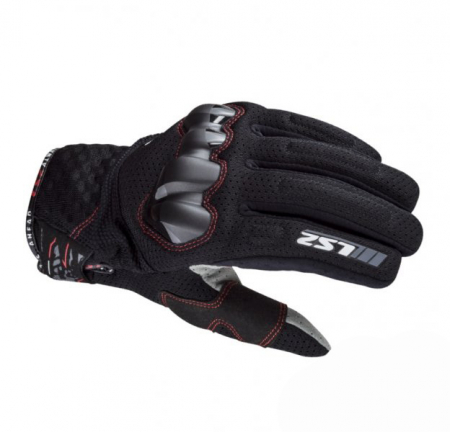 Manusi - Manusi moto textil LS2 Chaki Man, culoare negru/rosu, marime S