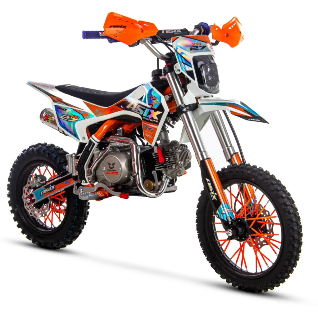 MOTOCICLETE & ATV - Motocicleta cross copii,Asix XB27 110cc,14/12,far,pornire electromotor,automat,negru-portocaliu